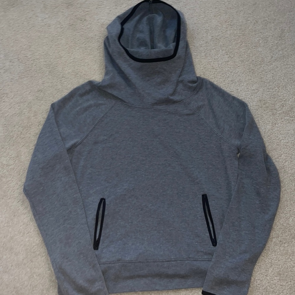 Grey hooded sweat shirt